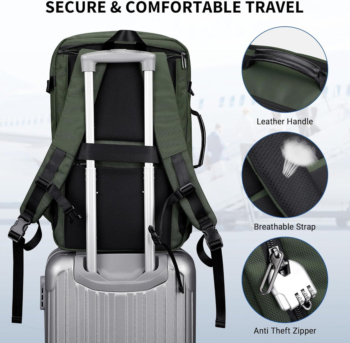 Travel Backpack for Men 35L TSA Friendly Flight Approved | Nylon Laptop Backpack Multi-pocket Fits 16 Inch, Carry-on Luggage, Shoe Compartment, For Business Trip, Vacation, B718 Black
