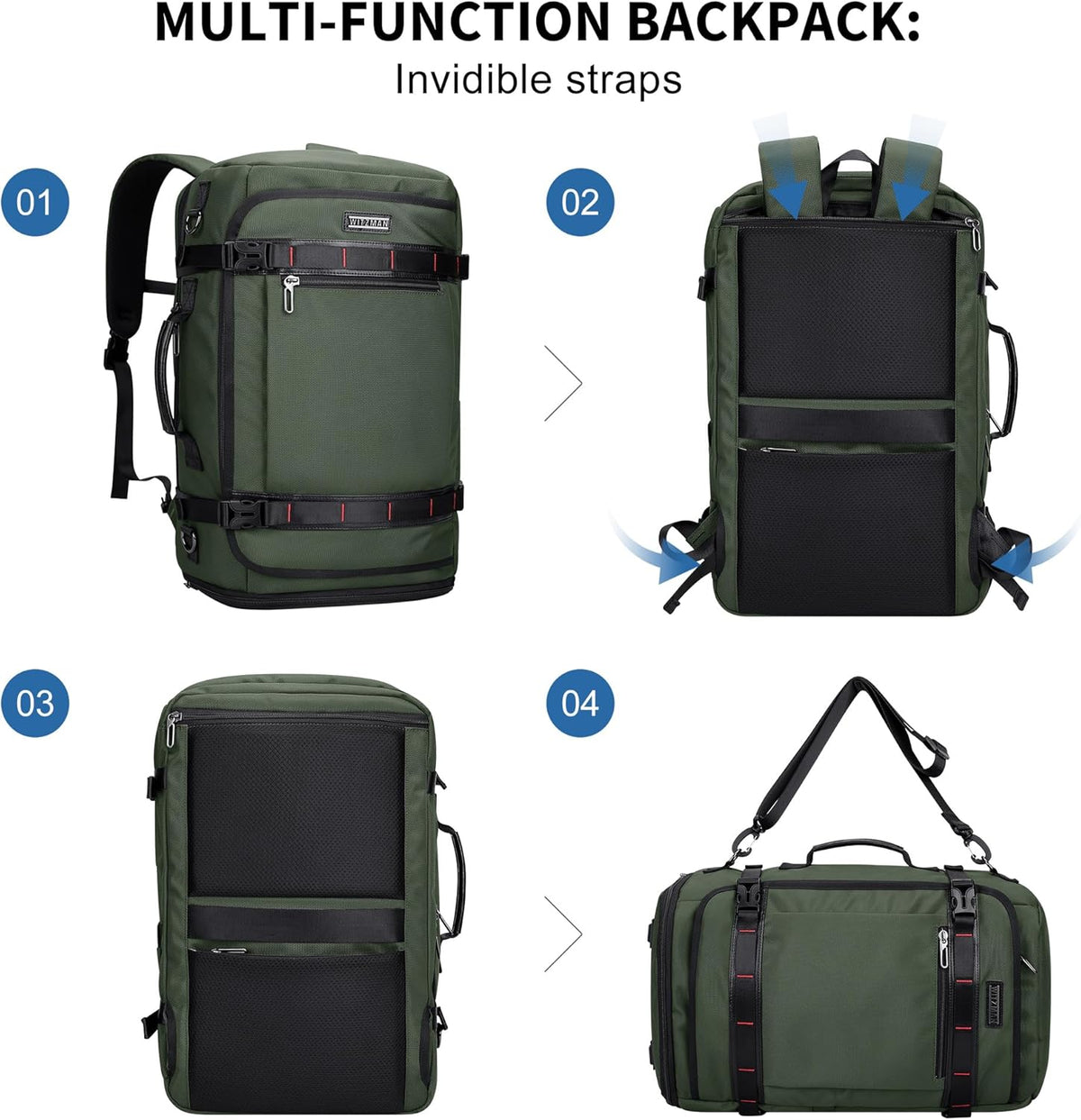 Travel Backpack for Men 35L TSA Friendly Flight Approved | Nylon Laptop Backpack Multi-pocket Fits 16 Inch, Carry-on Luggage, Shoe Compartment, For Business Trip, Vacation, B718 Black