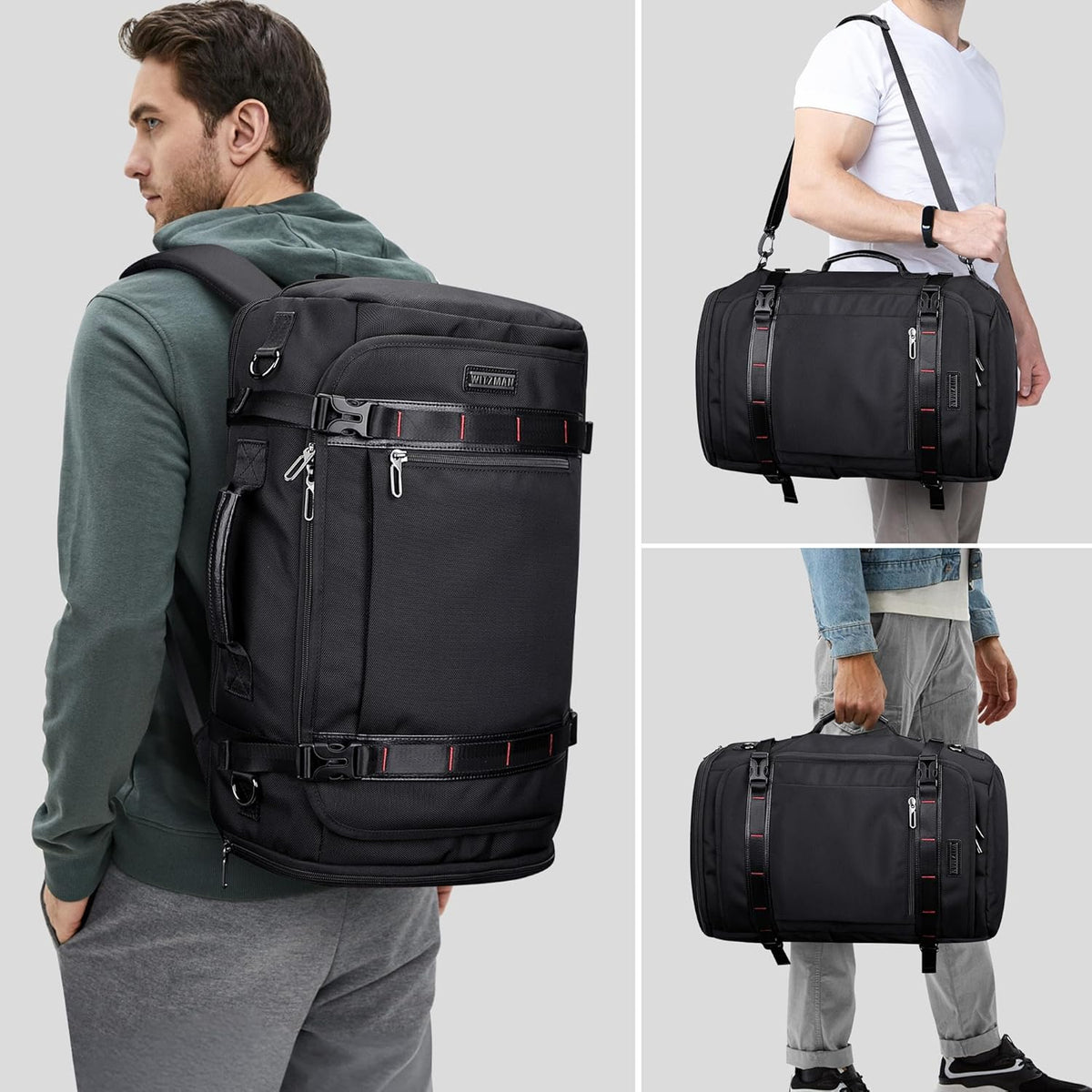 Travel Backpack for Men 35L TSA Friendly Flight Approved | Nylon Laptop Backpack Multi-pocket Fits 16 Inch, Carry-on Luggage, Shoe Compartment, For Business Trip, Vacation, B718 Black