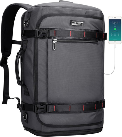 Travel Backpack for Men 35L TSA Friendly Flight Approved | Nylon Laptop Backpack Multi-pocket Fits 16 Inch, Carry-on Luggage, Shoe Compartment, For Business Trip, Vacation, B718 Black