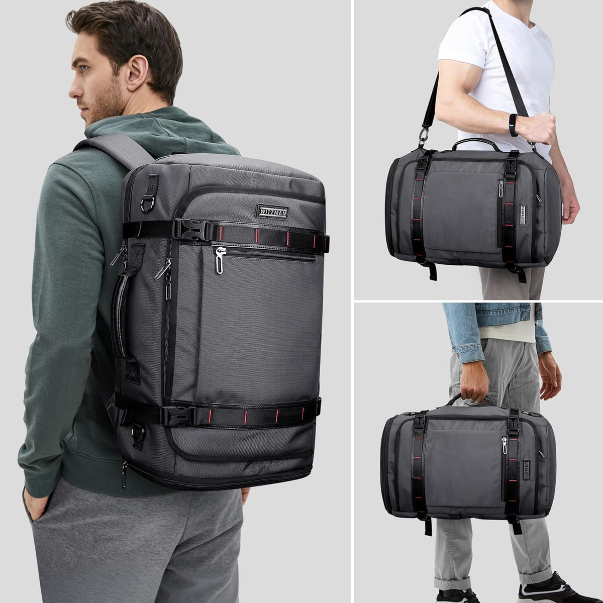 Travel Backpack for Men 35L TSA Friendly Flight Approved | Nylon Laptop Backpack Multi-pocket Fits 16 Inch, Carry-on Luggage, Shoe Compartment, For Business Trip, Vacation, B718 Black