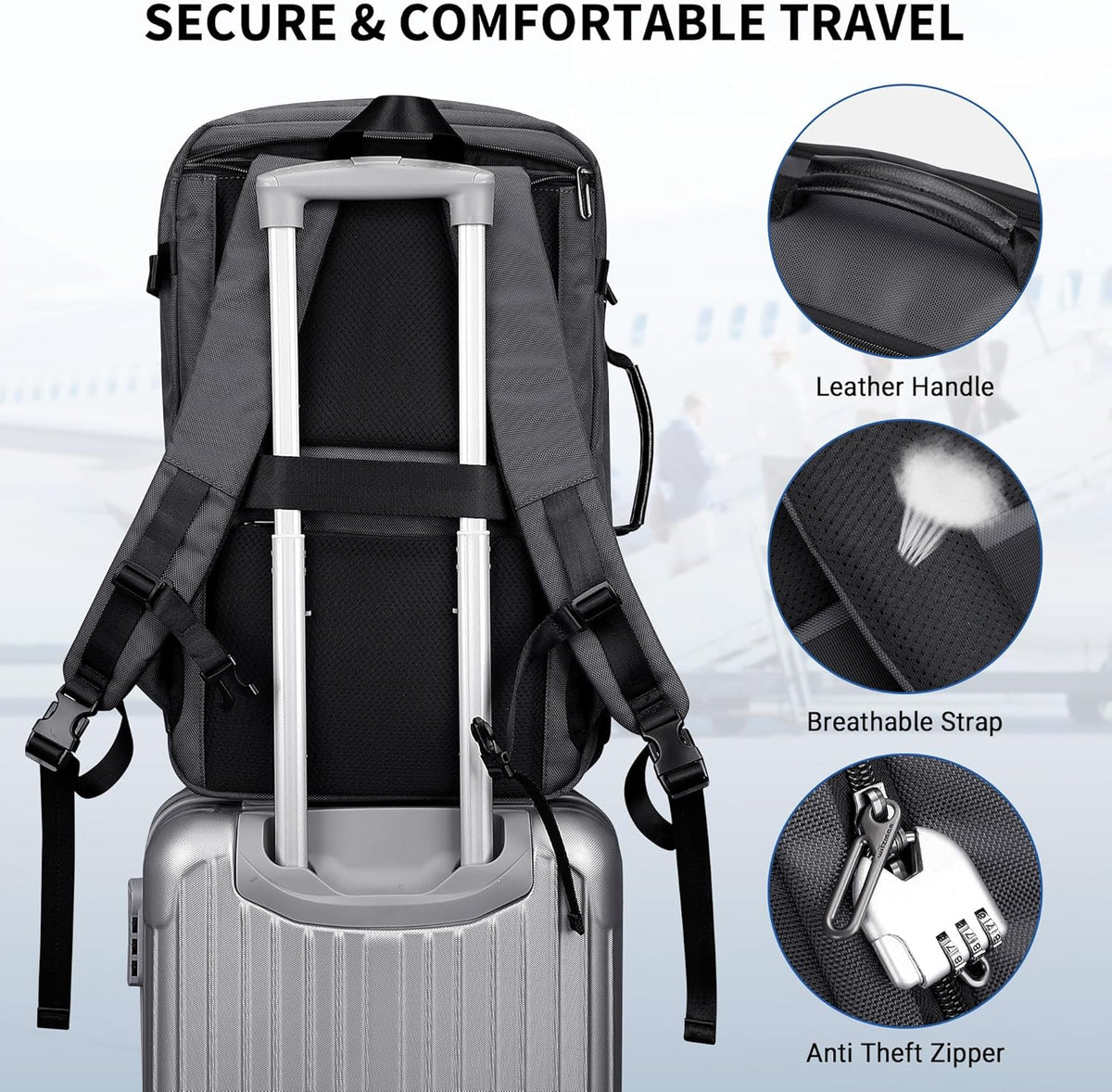 Travel Backpack for Men 35L TSA Friendly Flight Approved | Nylon Laptop Backpack Multi-pocket Fits 16 Inch, Carry-on Luggage, Shoe Compartment, For Business Trip, Vacation, B718 Black