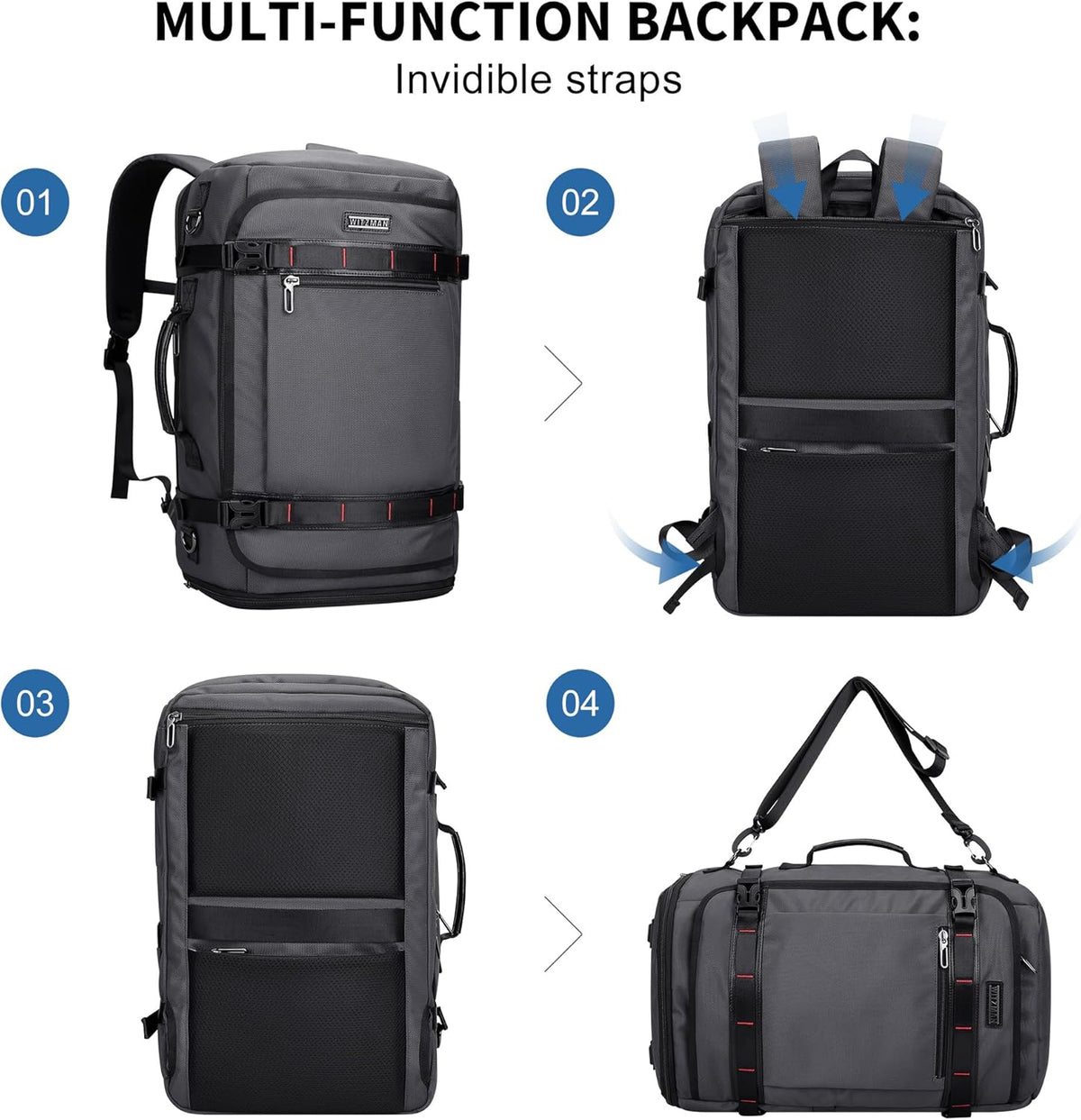 Travel Backpack for Men 35L TSA Friendly Flight Approved | Nylon Laptop Backpack Multi-pocket Fits 16 Inch, Carry-on Luggage, Shoe Compartment, For Business Trip, Vacation, B718 Black