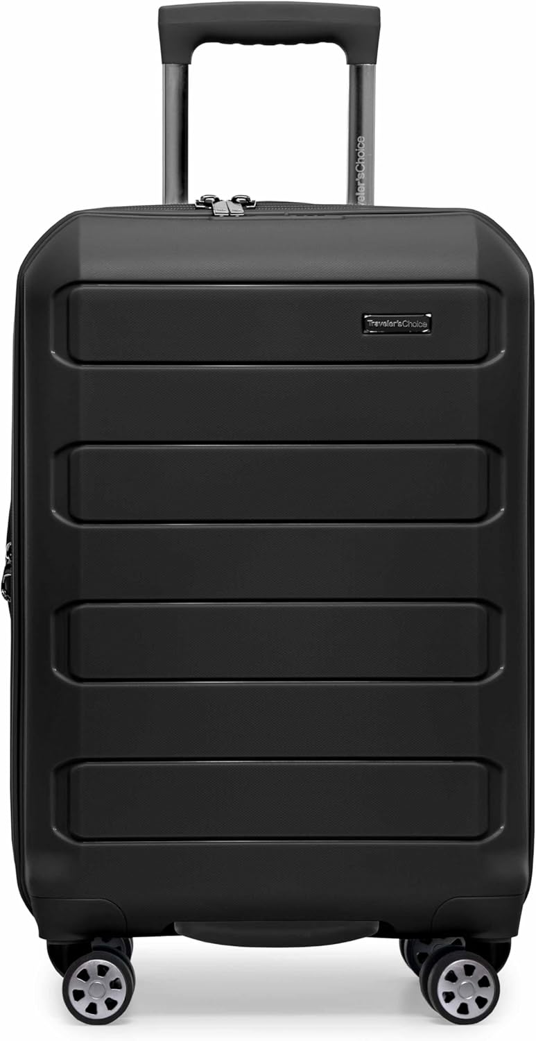 Pagosa Hardshell Expandable Luggage with Spinner Wheels, Black, 22-Inch Carry-on