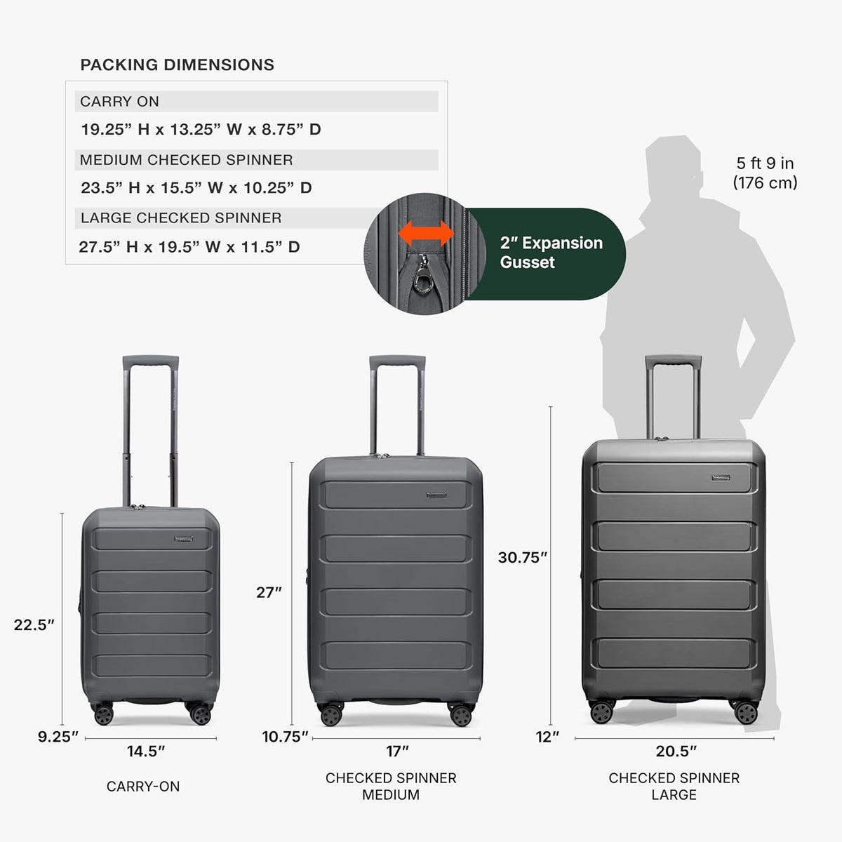 Pagosa Hardshell Expandable Luggage with Spinner Wheels, Black, 22-Inch Carry-on