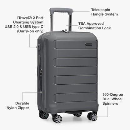 Pagosa Hardshell Expandable Luggage with Spinner Wheels, Black, 22-Inch Carry-on