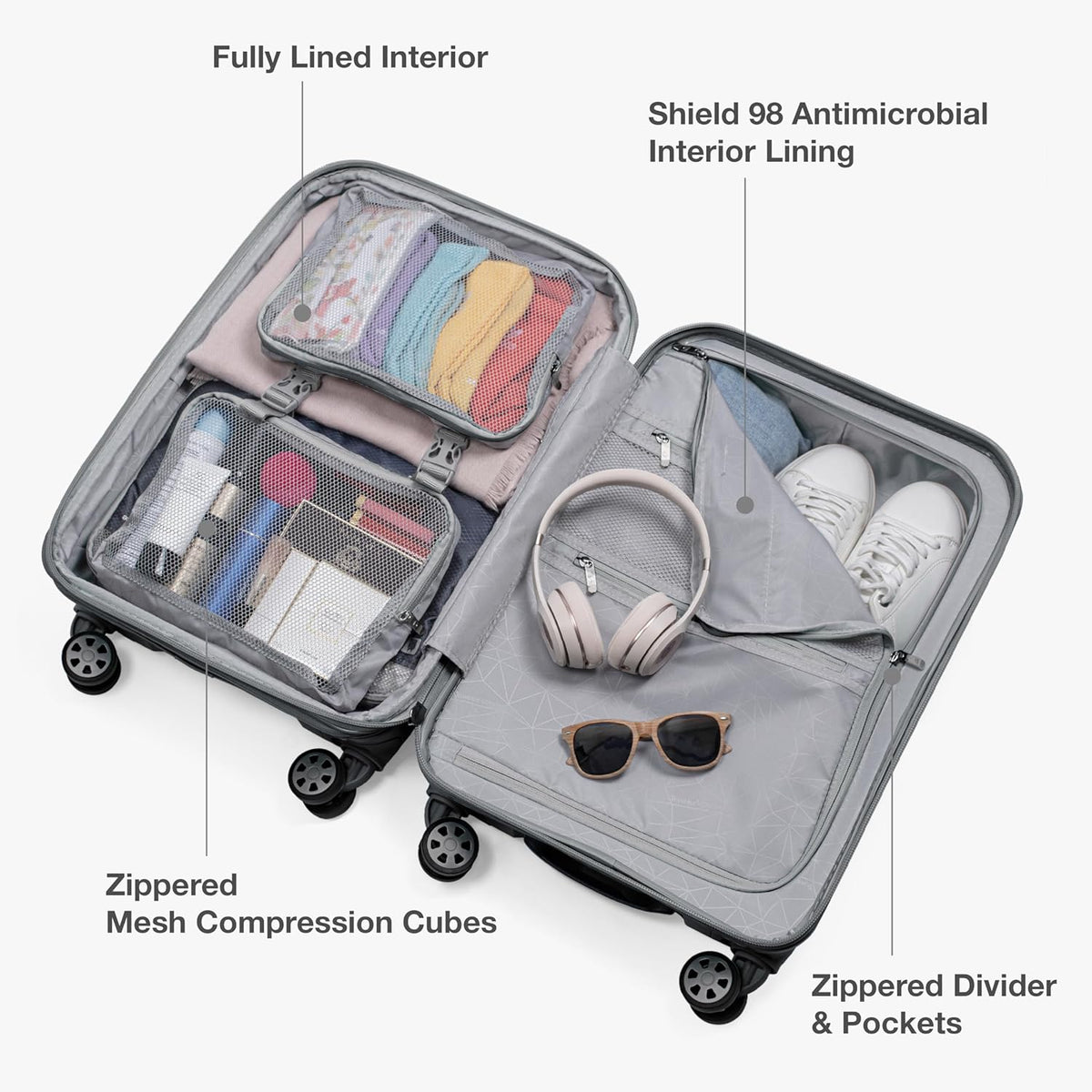 Pagosa Hardshell Expandable Luggage with Spinner Wheels, Black, 22-Inch Carry-on