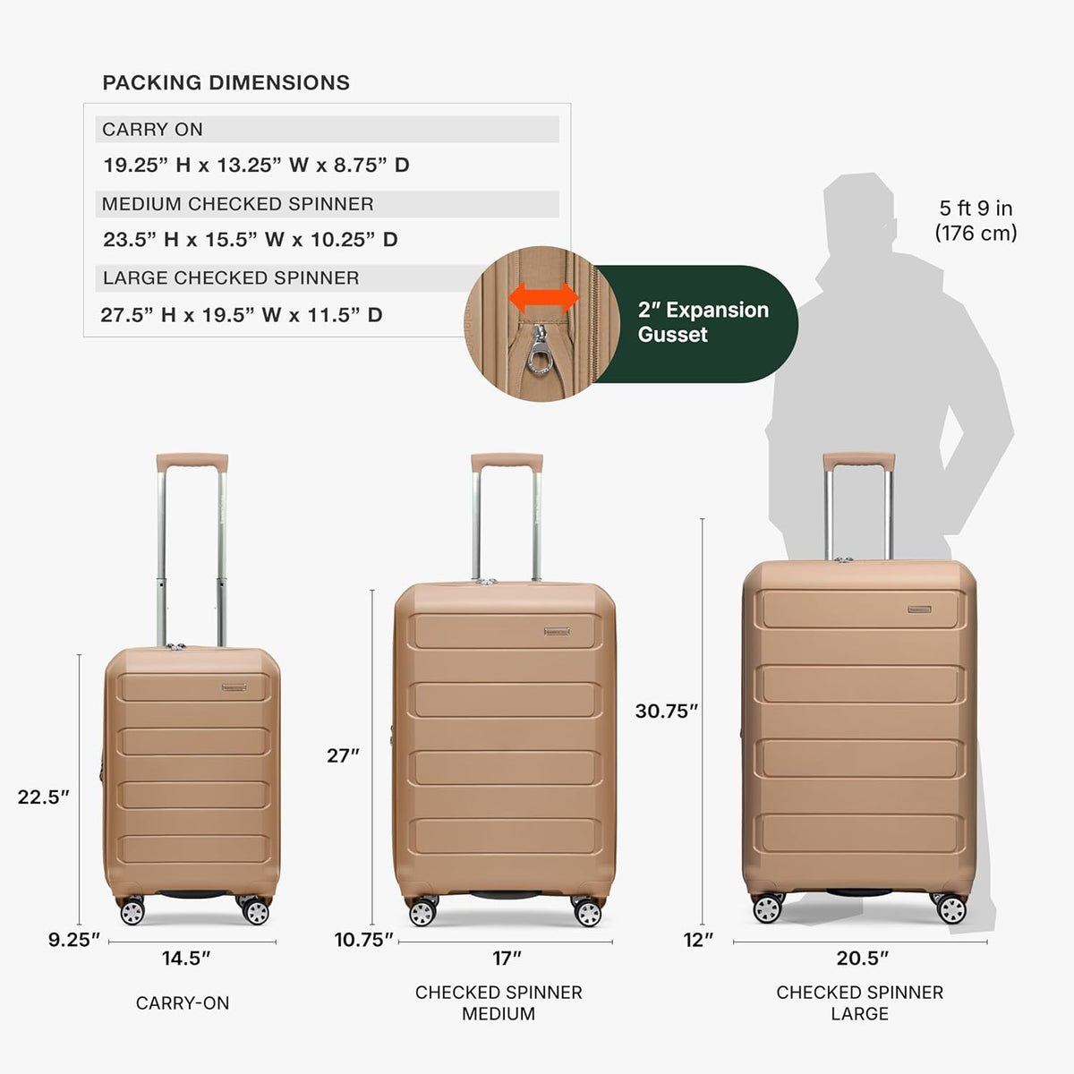 Pagosa Hardshell Expandable Luggage with Spinner Wheels, Black, 22-Inch Carry-on