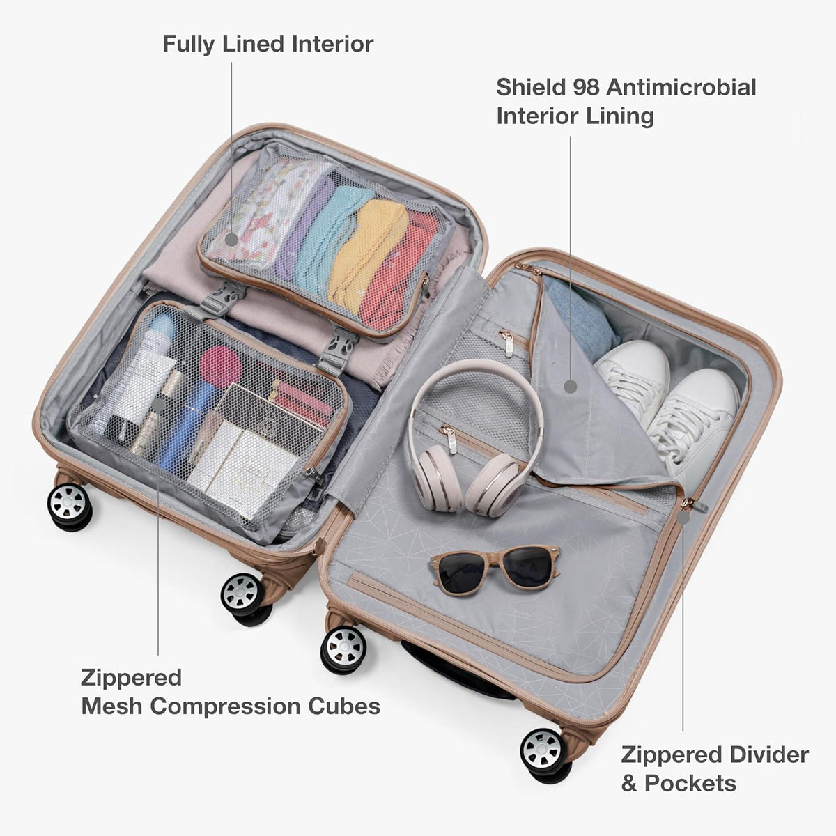 Pagosa Hardshell Expandable Luggage with Spinner Wheels, Black, 22-Inch Carry-on