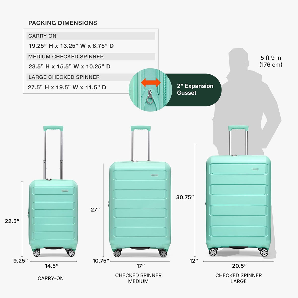 Pagosa Hardshell Expandable Luggage with Spinner Wheels, Black, 22-Inch Carry-on