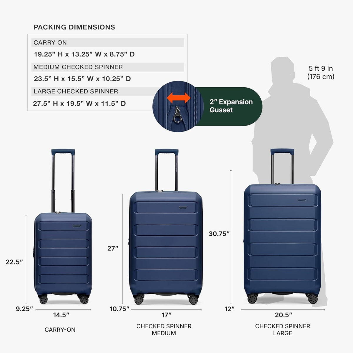 Pagosa Hardshell Expandable Luggage with Spinner Wheels, Black, 22-Inch Carry-on