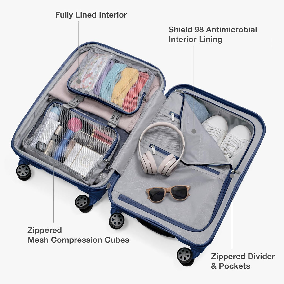 Pagosa Hardshell Expandable Luggage with Spinner Wheels, Black, 22-Inch Carry-on