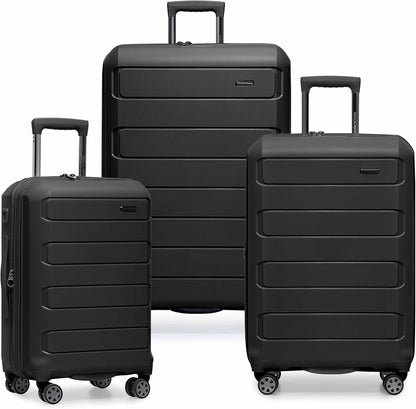 Pagosa Hardshell Expandable Luggage with Spinner Wheels, Black, 22-Inch Carry-on