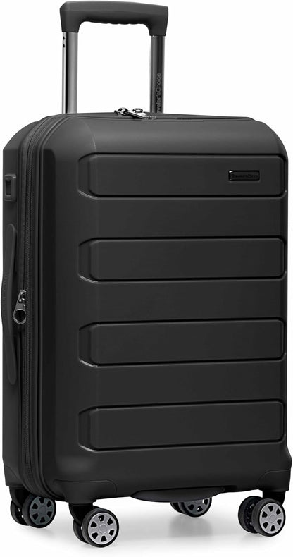 Pagosa Hardshell Expandable Luggage with Spinner Wheels, Black, 22-Inch Carry-on
