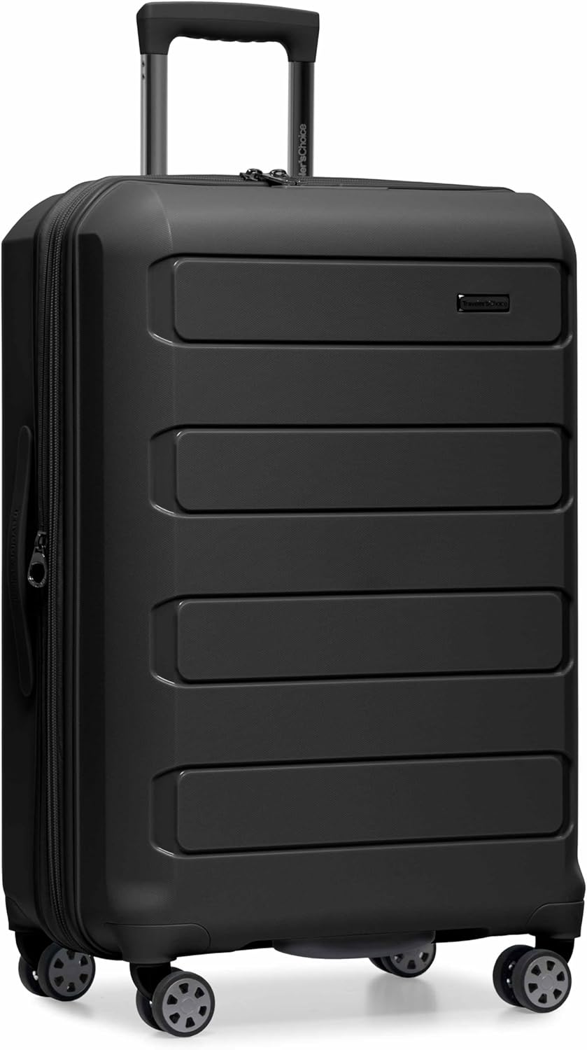 Pagosa Hardshell Expandable Luggage with Spinner Wheels, Black, 22-Inch Carry-on