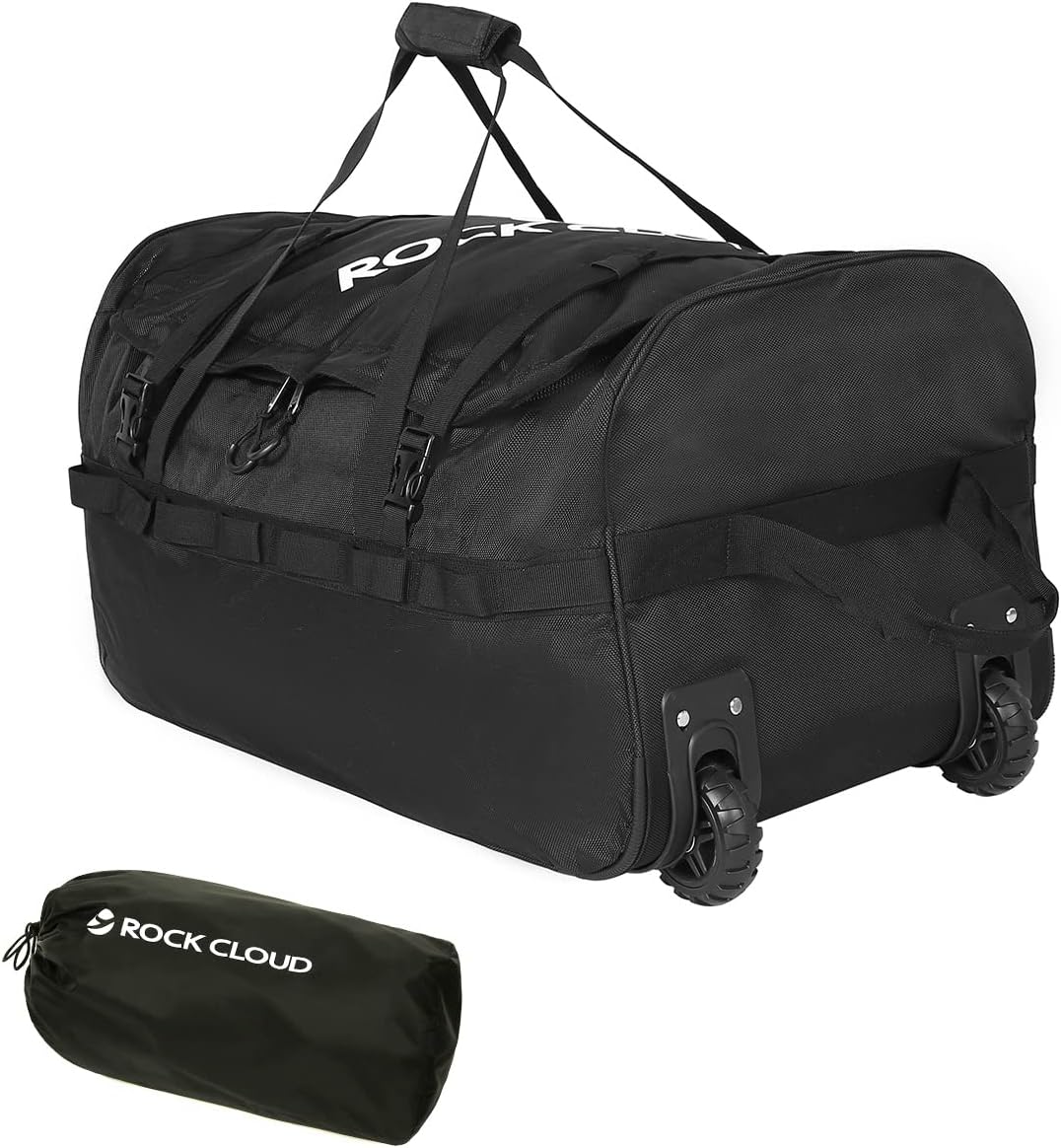 Foldable Wheeled Duffel Bag with Widened Wheels 85L Rolling Duffle Bag Packable 26 inch for Travel Camping Sports