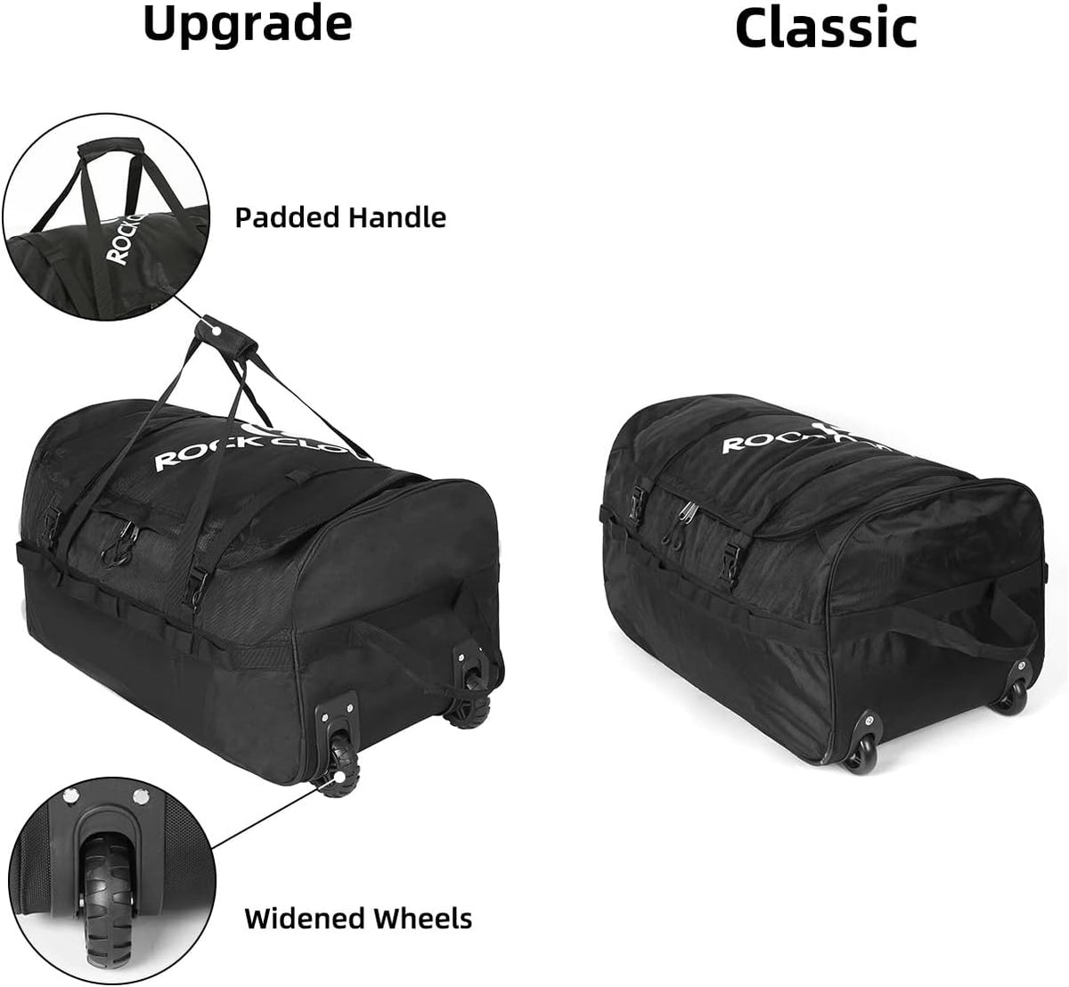 Foldable Wheeled Duffel Bag with Widened Wheels 85L Rolling Duffle Bag Packable 26 inch for Travel Camping Sports