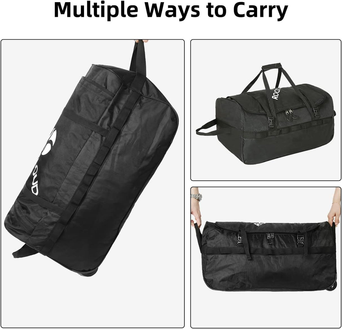 Foldable Wheeled Duffel Bag with Widened Wheels 85L Rolling Duffle Bag Packable 26 inch for Travel Camping Sports