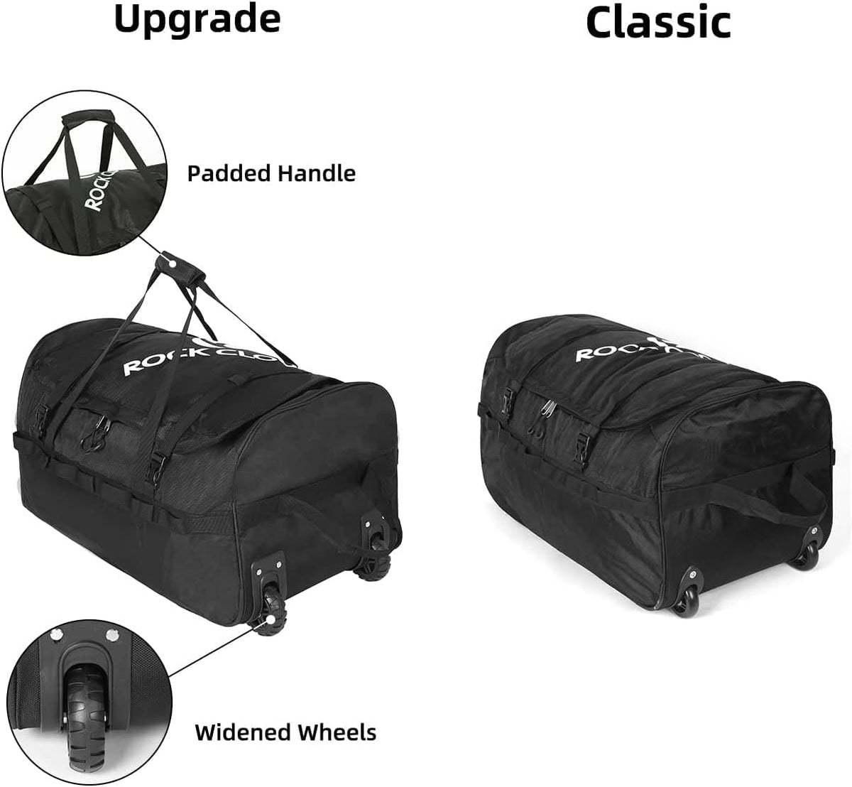 Foldable Wheeled Duffel Bag with Widened Wheels 85L Rolling Duffle Bag Packable 26 inch for Travel Camping Sports
