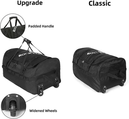 Foldable Wheeled Duffel Bag with Widened Wheels 85L Rolling Duffle Bag Packable 26 inch for Travel Camping Sports