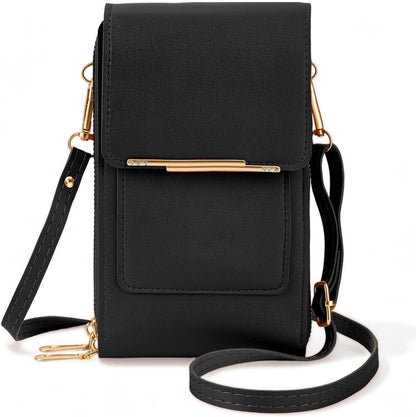 Touchscreen Phone Crossbody Purse for Women, Anti-Theft PU Leather Messenger Bag, Sensitive Touch Screen Window