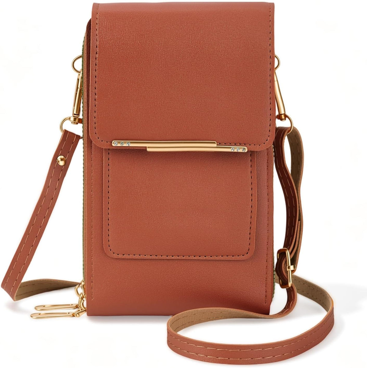 Touchscreen Phone Crossbody Purse for Women, Anti-Theft PU Leather Messenger Bag, Sensitive Touch Screen Window