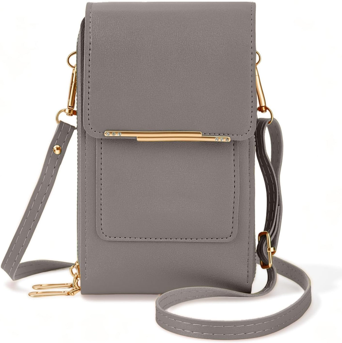 Touchscreen Phone Crossbody Purse for Women, Anti-Theft PU Leather Messenger Bag, Sensitive Touch Screen Window