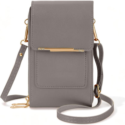 Touchscreen Phone Crossbody Purse for Women, Anti-Theft PU Leather Messenger Bag, Sensitive Touch Screen Window