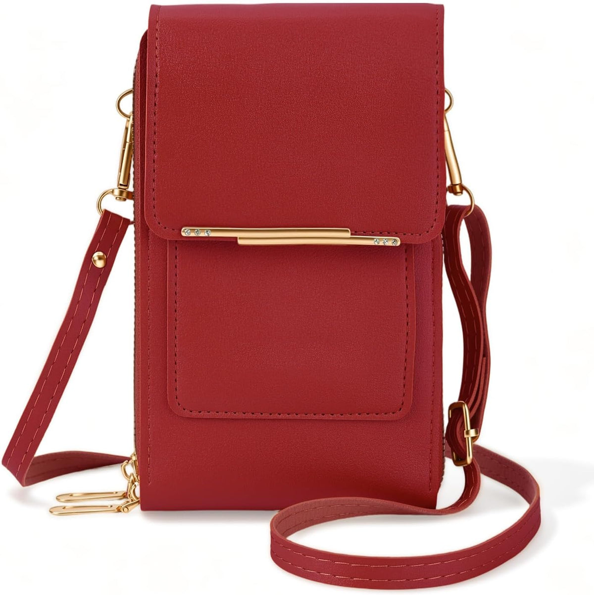 Touchscreen Phone Crossbody Purse for Women, Anti-Theft PU Leather Messenger Bag, Sensitive Touch Screen Window