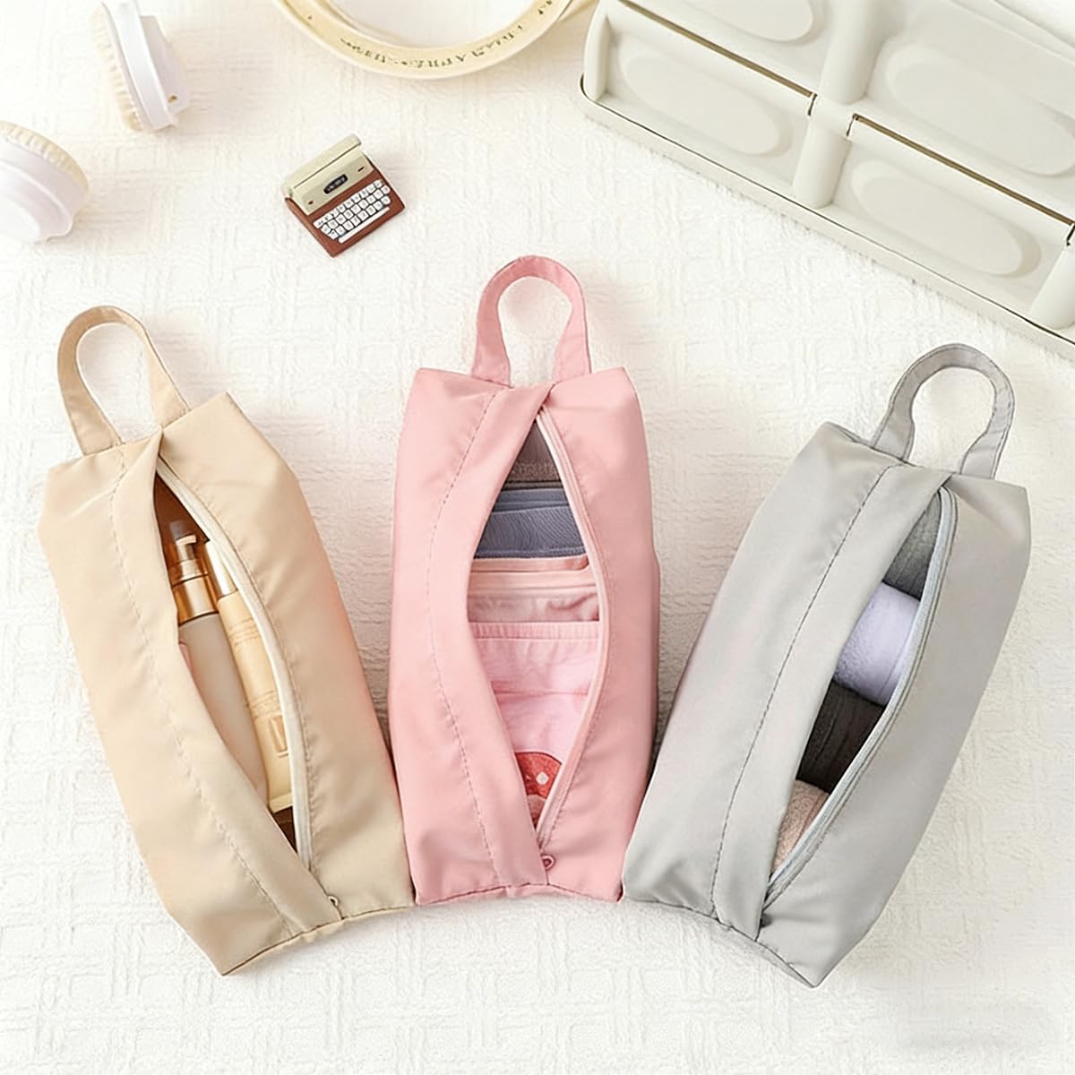 6 Pcs Travel Socks Organizer Bag with Zip Underwear Panty Socks Storage Bags Handle Compression Underwear Mini Travel Toiletry Bag Pouch for Packing Cubes Suitcase Luggage Ties Panties Cosmetics