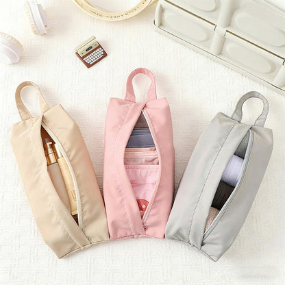 6 Pcs Travel Socks Organizer Bag with Zip Underwear Panty Socks Storage Bags Handle Compression Underwear Mini Travel Toiletry Bag Pouch for Packing Cubes Suitcase Luggage Ties Panties Cosmetics