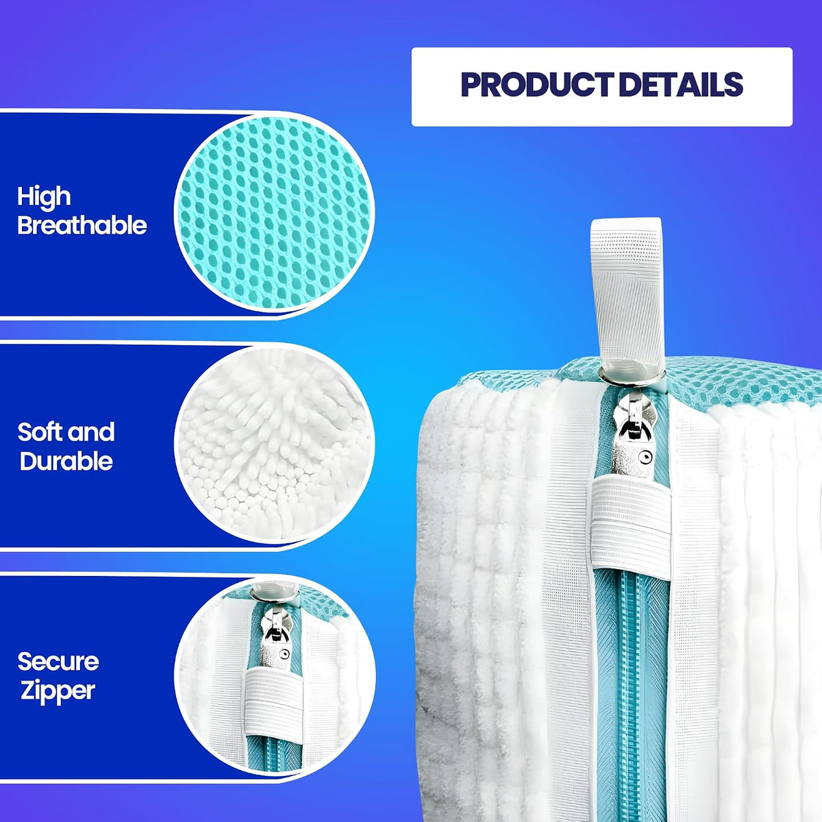 Shoe Washing Machine Bag for Sneakers - 360° Microfiber Laundry Shoe Bag for Washer & Dryer - Zipper Protection with 1x Brush & Pair of Trees - Universal Size Reusable Shoe Bag - Pack of 2