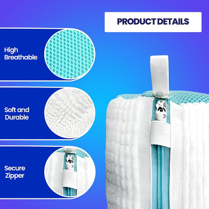 Shoe Washing Machine Bag for Sneakers - 360° Microfiber Laundry Shoe Bag for Washer & Dryer - Zipper Protection with 1x Brush & Pair of Trees - Universal Size Reusable Shoe Bag - Pack of 2