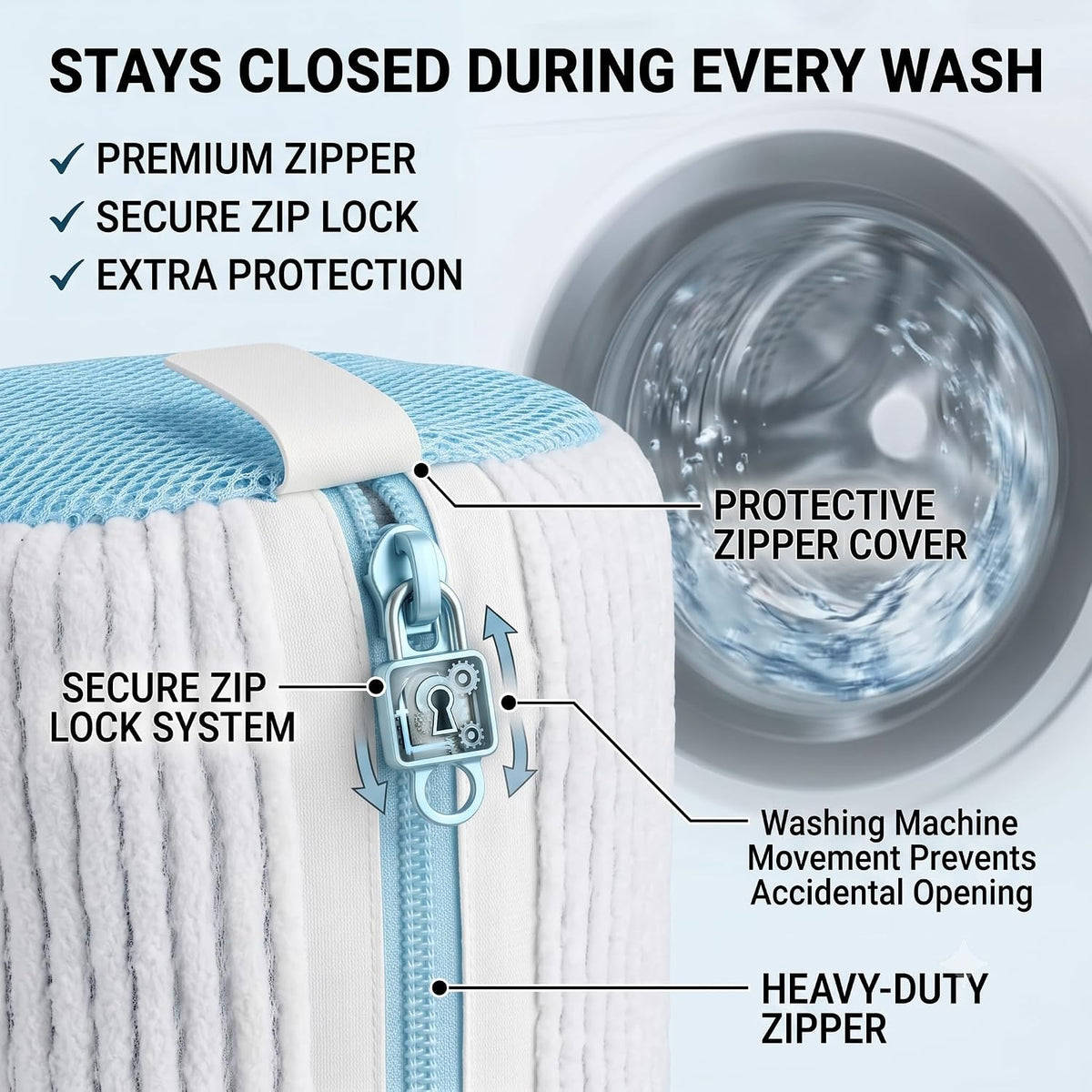 Shoe Washing Machine Bag for Sneakers - 360° Microfiber Laundry Shoe Bag for Washer & Dryer - Zipper Protection with 1x Brush & Pair of Trees - Universal Size Reusable Shoe Bag - Pack of 2