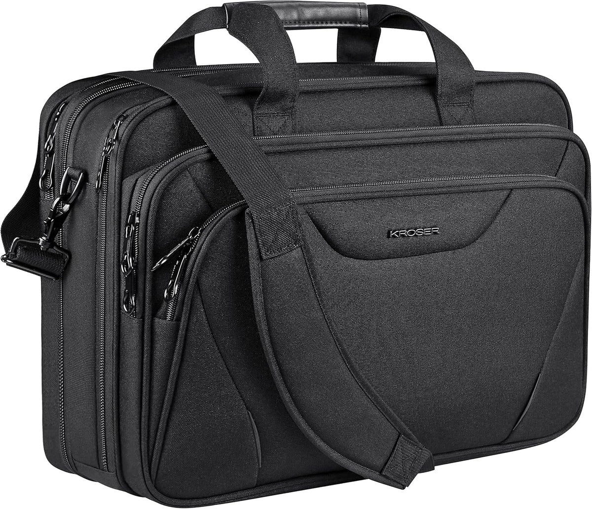 Laptop Bag Premium Laptop Briefcase Fits Up to 17.3 Inch Laptop Expandable Water-Repellent Shoulder Messenger Bag Computer Bag for Travel/Business/Men/Women-Black