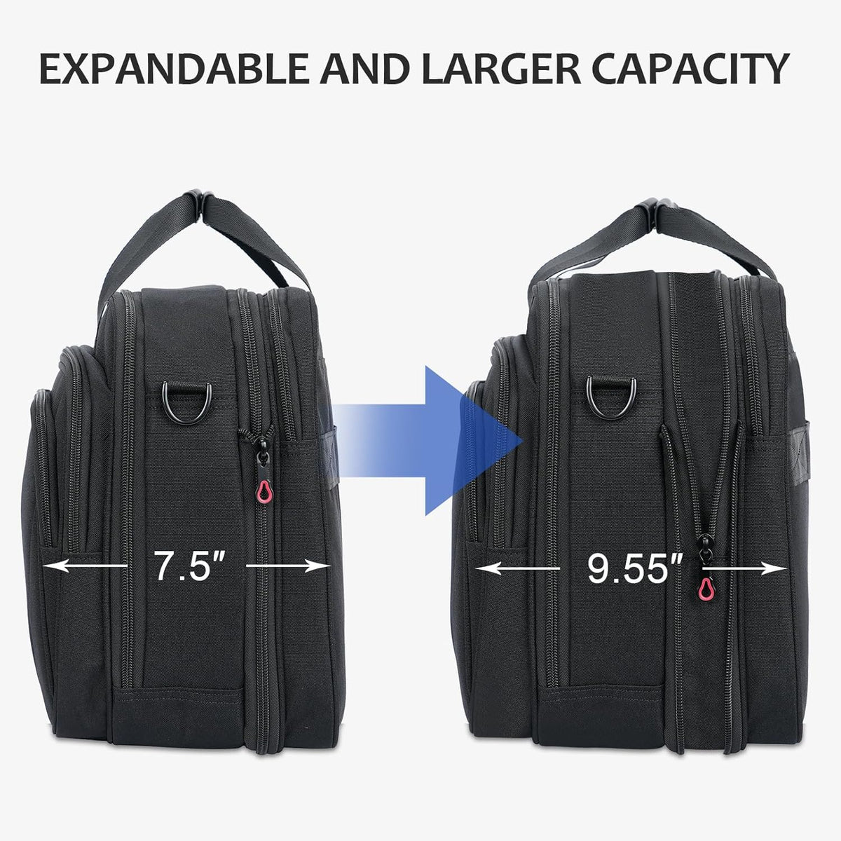Laptop Bag Premium Laptop Briefcase Fits Up to 17.3 Inch Laptop Expandable Water-Repellent Shoulder Messenger Bag Computer Bag for Travel/Business/Men/Women-Black