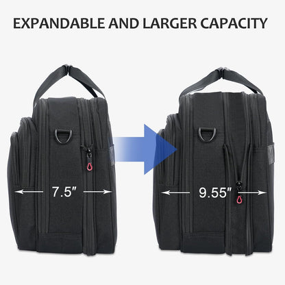 Laptop Bag Premium Laptop Briefcase Fits Up to 17.3 Inch Laptop Expandable Water-Repellent Shoulder Messenger Bag Computer Bag for Travel/Business/Men/Women-Black