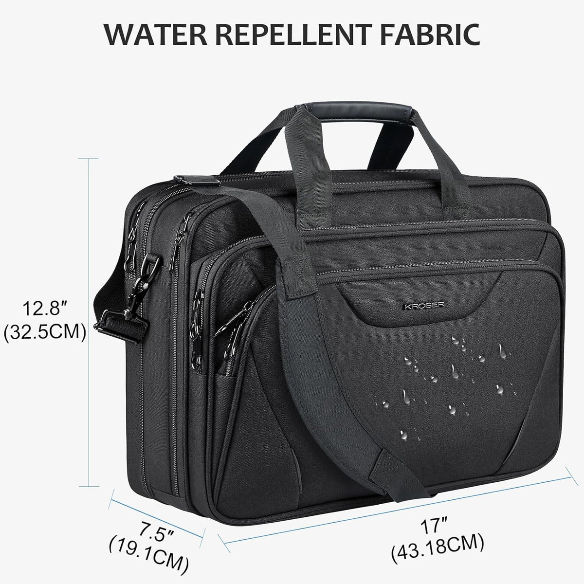Laptop Bag Premium Laptop Briefcase Fits Up to 17.3 Inch Laptop Expandable Water-Repellent Shoulder Messenger Bag Computer Bag for Travel/Business/Men/Women-Black