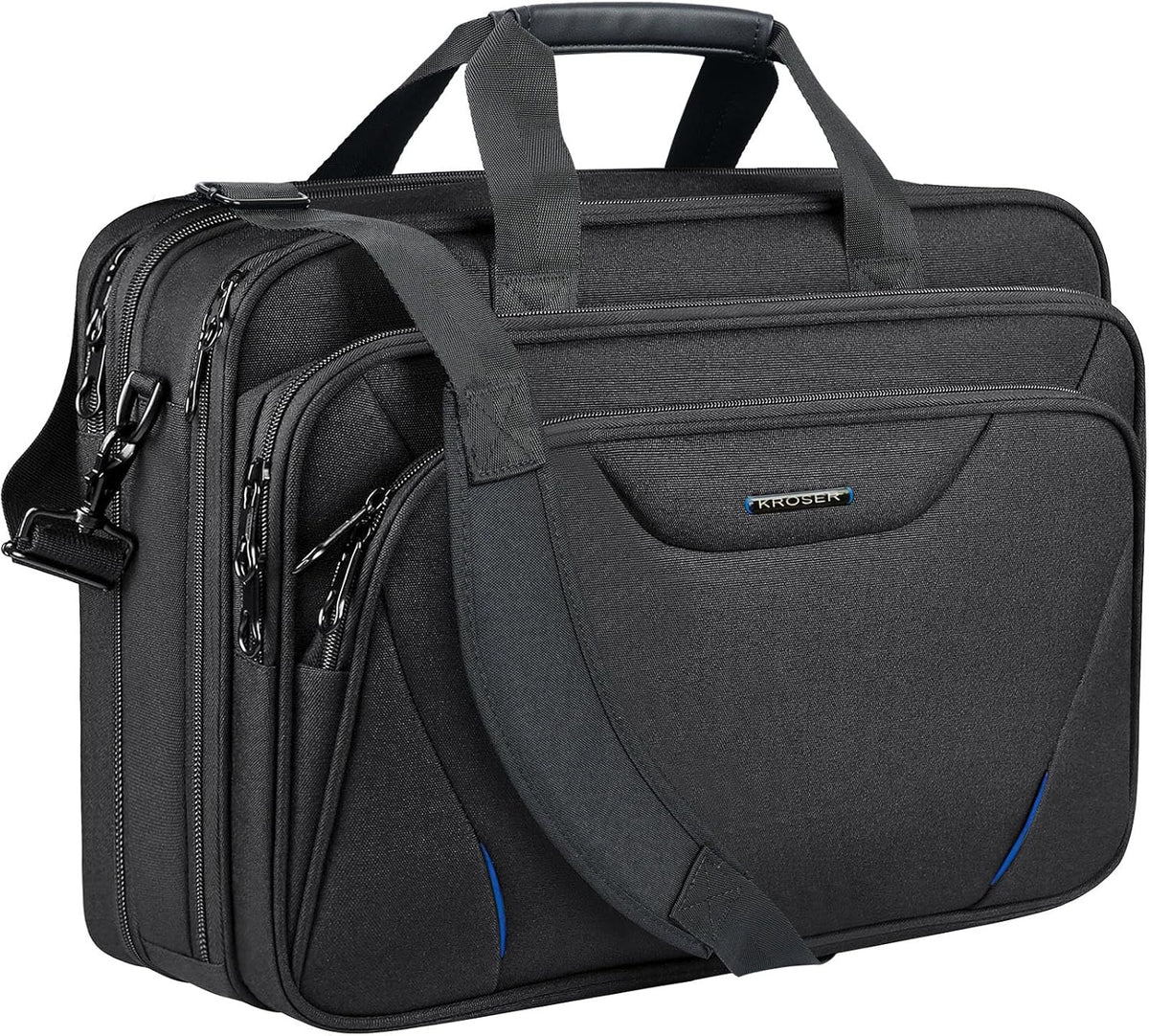 Laptop Bag Premium Laptop Briefcase Fits Up to 17.3 Inch Laptop Expandable Water-Repellent Shoulder Messenger Bag Computer Bag for Travel/Business/Men/Women-Black