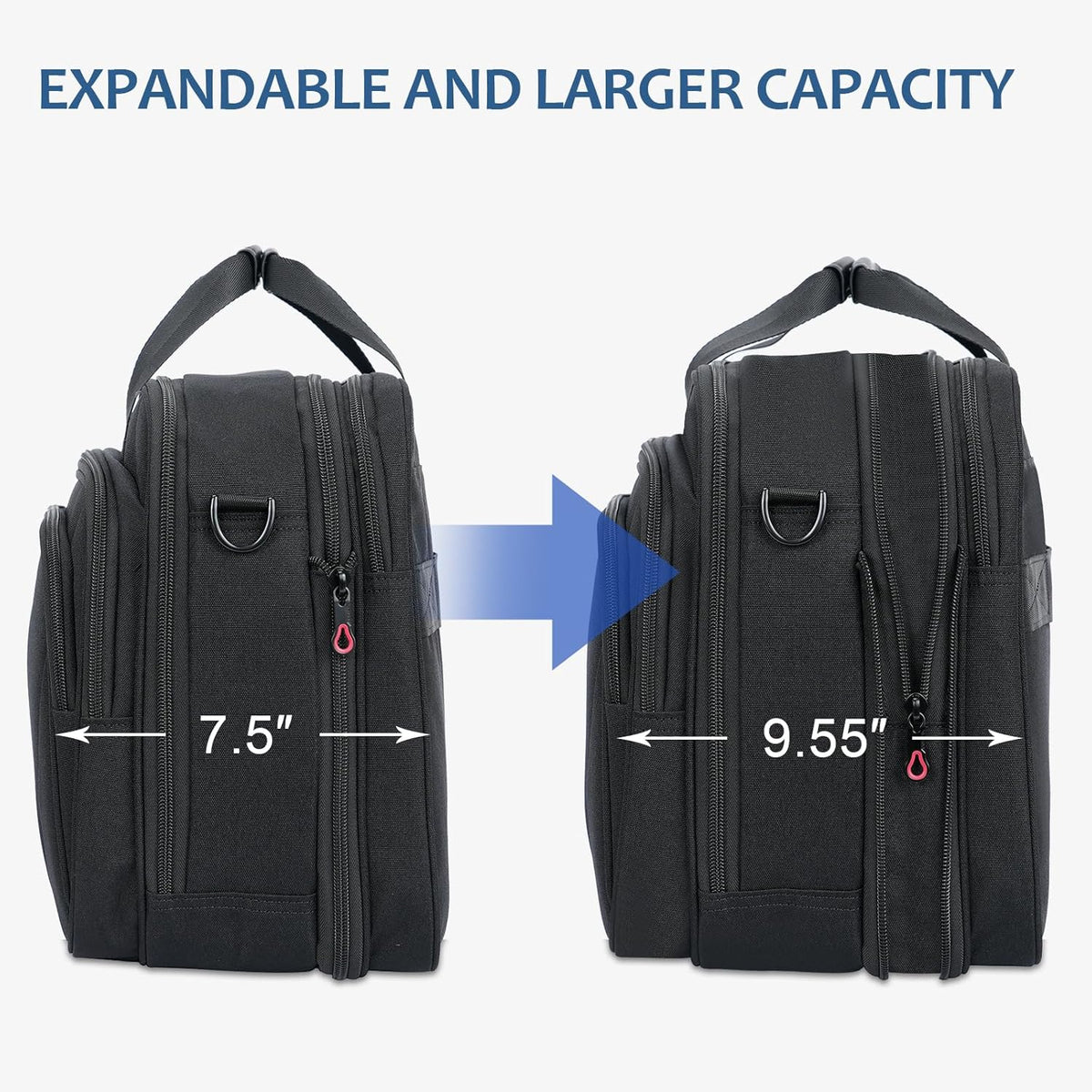 Laptop Bag Premium Laptop Briefcase Fits Up to 17.3 Inch Laptop Expandable Water-Repellent Shoulder Messenger Bag Computer Bag for Travel/Business/Men/Women-Black