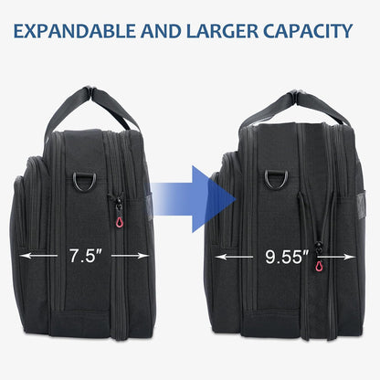 Laptop Bag Premium Laptop Briefcase Fits Up to 17.3 Inch Laptop Expandable Water-Repellent Shoulder Messenger Bag Computer Bag for Travel/Business/Men/Women-Black