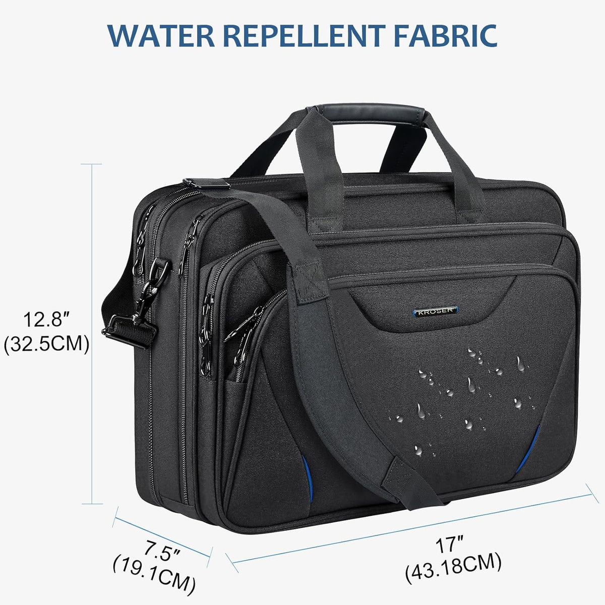 Laptop Bag Premium Laptop Briefcase Fits Up to 17.3 Inch Laptop Expandable Water-Repellent Shoulder Messenger Bag Computer Bag for Travel/Business/Men/Women-Black