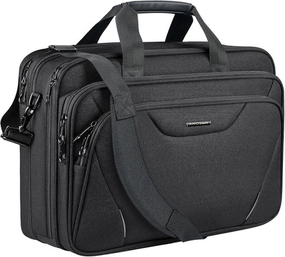 Laptop Bag Premium Laptop Briefcase Fits Up to 17.3 Inch Laptop Expandable Water-Repellent Shoulder Messenger Bag Computer Bag for Travel/Business/Men/Women-Black