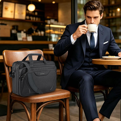 Laptop Bag Premium Laptop Briefcase Fits Up to 17.3 Inch Laptop Expandable Water-Repellent Shoulder Messenger Bag Computer Bag for Travel/Business/Men/Women-Black