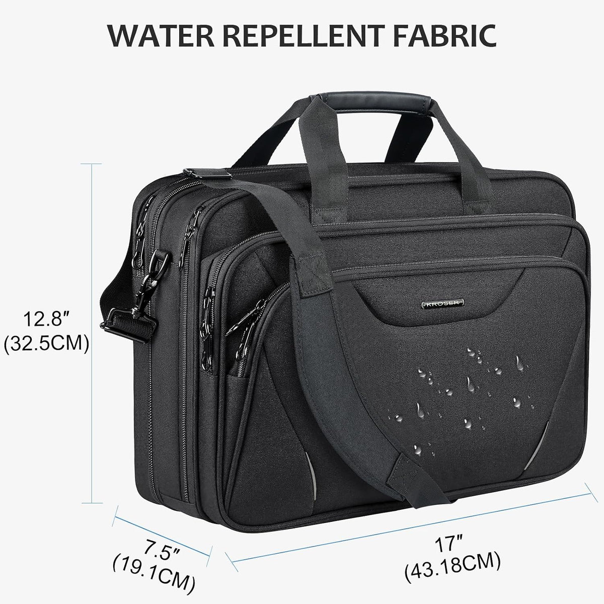 Laptop Bag Premium Laptop Briefcase Fits Up to 17.3 Inch Laptop Expandable Water-Repellent Shoulder Messenger Bag Computer Bag for Travel/Business/Men/Women-Black