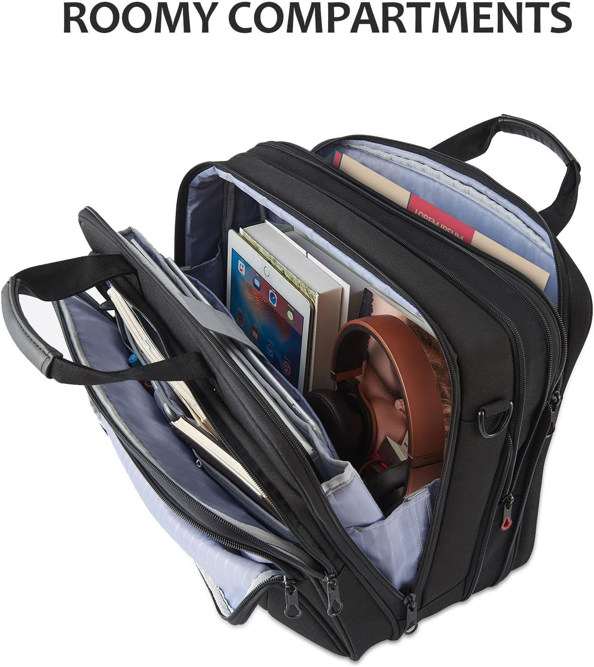 Laptop Bag Premium Laptop Briefcase Fits Up to 17.3 Inch Laptop Expandable Water-Repellent Shoulder Messenger Bag Computer Bag for Travel/Business/Men/Women-Black