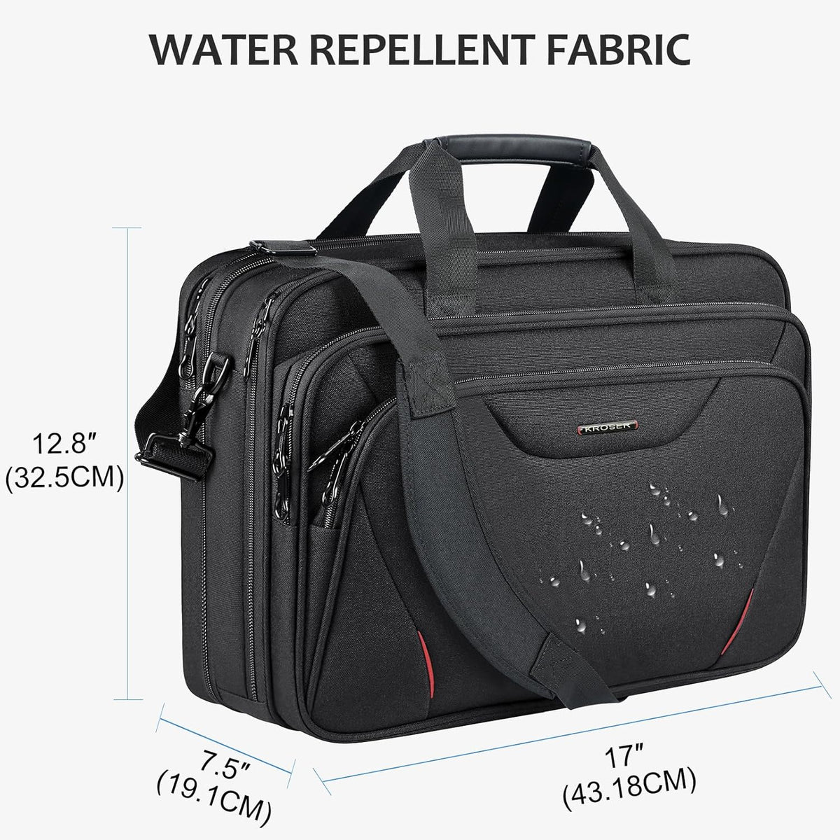 Laptop Bag Premium Laptop Briefcase Fits Up to 17.3 Inch Laptop Expandable Water-Repellent Shoulder Messenger Bag Computer Bag for Travel/Business/Men/Women-Black