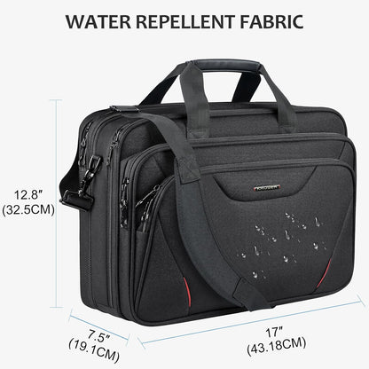 Laptop Bag Premium Laptop Briefcase Fits Up to 17.3 Inch Laptop Expandable Water-Repellent Shoulder Messenger Bag Computer Bag for Travel/Business/Men/Women-Black