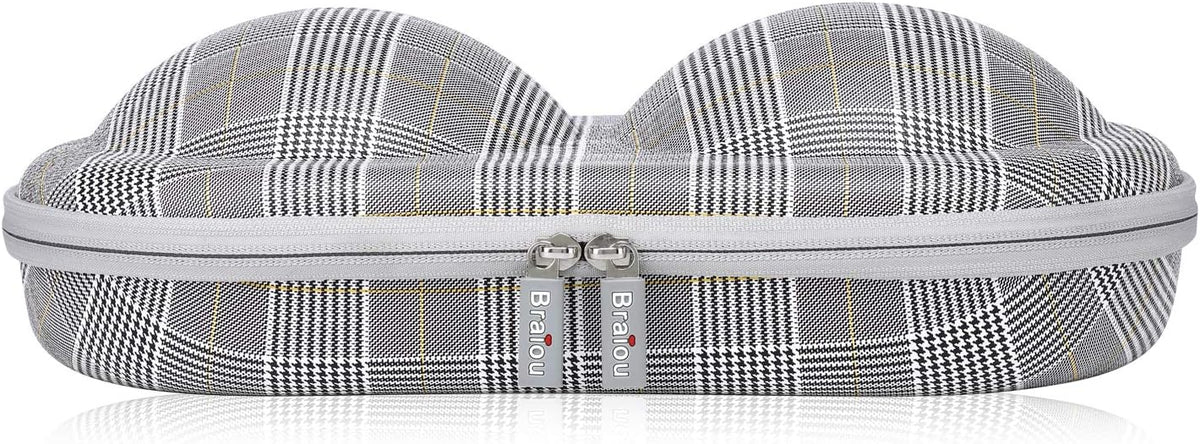 Premium Bra Case Lingerie Travel Bag Zip Underwear Organizer Bag for A-DD Cup (Swallow Gird, Yellow)
