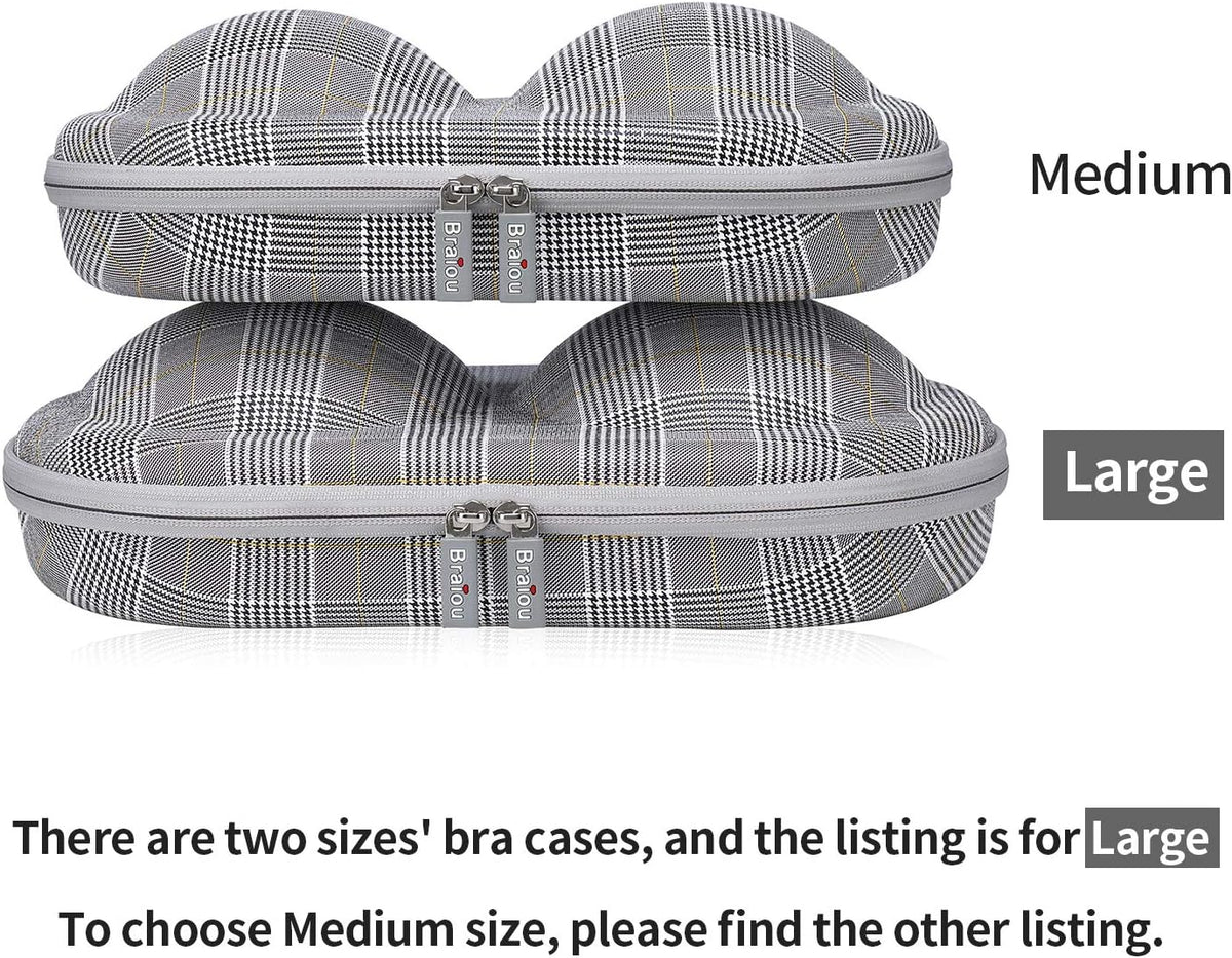 Premium Bra Case Lingerie Travel Bag Zip Underwear Organizer Bag for A-DD Cup (Swallow Gird, Yellow)
